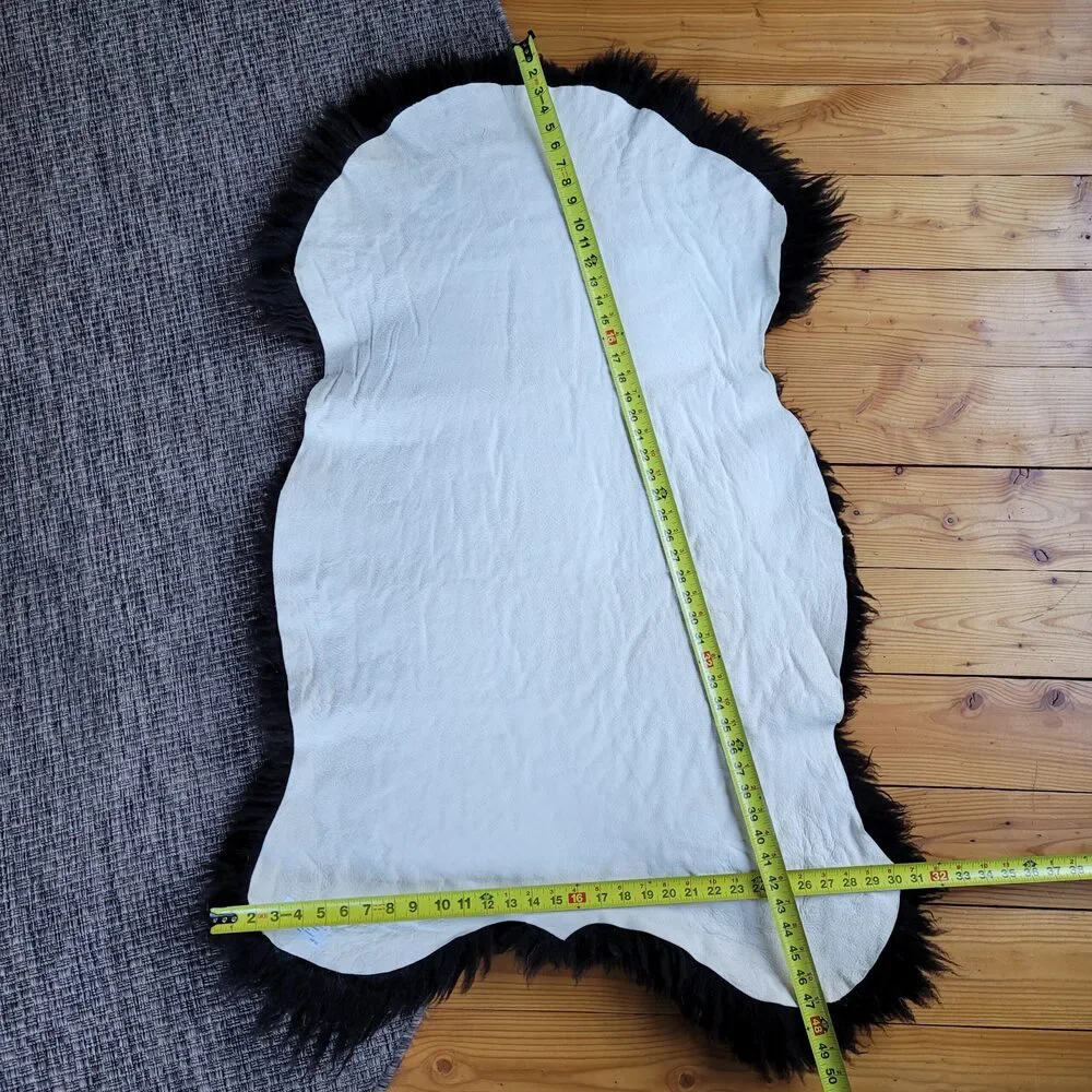 Genuine Swedish Sheepskin Rug Dark Brown Textured Wool Pelt Throw 49